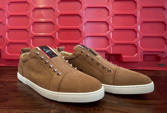 $1,195 NIB Christian Louboutin Pik Boat Brown Suede Spike Slip On Sneakers 9(42) main image 10